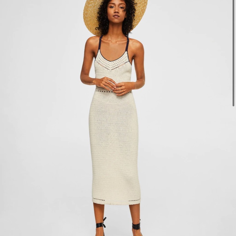 MANGO Ecru Crochet dress Malibu